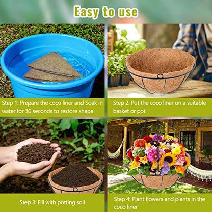 Legigo 6 Pack 14 Inch Hanging Basket Coco Liners Replacement, Round - color: 6pcs, size: 14 Inch