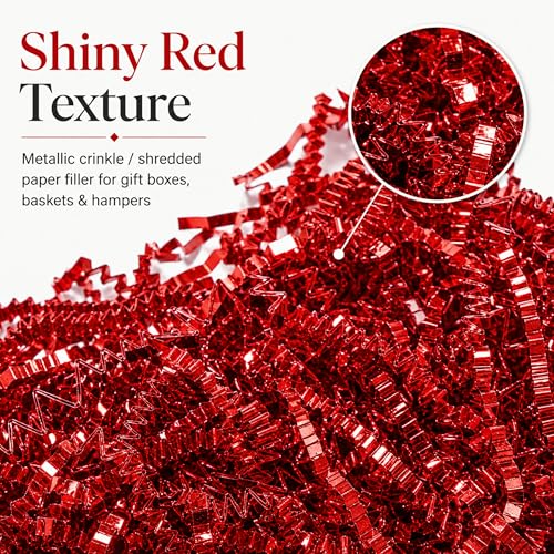 STRBOXONG Double-Sided Red Crinkle Paper Filler 1 LB, Recyclable Crinkle Cut Paper Shred for Gift Baskets, Holiday Gift Boxes, Gift Bags, Party Favors, Wedding Favors and Retail Displays - color: Double-Sided Red