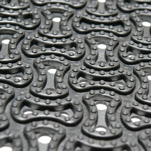 Rubber-Cal "Dura-Scraper Drainage Commercial Door Mat - 3/8 in x 3 ft x 5 ft - Black Rubber Doormats - size: 3' x 5' (Rectangular)