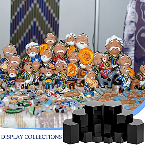 Jetec 12 Pcs Hexagonal Jewelry Display Risers Acrylic Stands,Black - color: Black