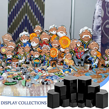 Jetec 12 Pcs Hexagonal Jewelry Display Risers Acrylic Stands,Black - color: Black