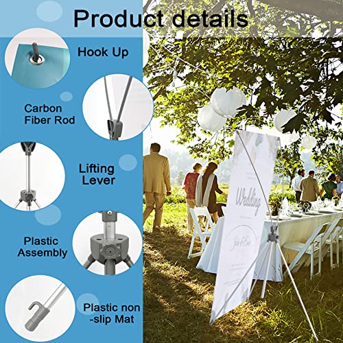 2 Pack X Frame Banner Stand Fits Any Banner Adjustable Size 23"X63" to 32"X78" with Portable Retractable Carrying Bag, Customize Stand for Trade Show Exhibition Market and Store Display,Silver