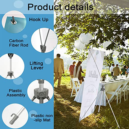 2 Pack X Frame Banner Stand Fits Any Banner Adjustable Size 23"X63" to 32"X78" with Portable Retractable Carrying Bag, Customize Stand for Trade Show Exhibition Market and Store Display,Silver
