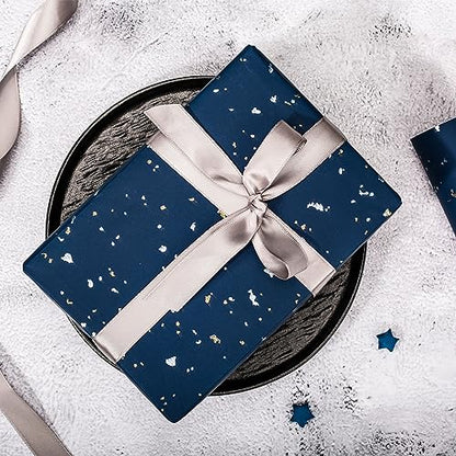 MAYPLUSS Navy Blue Wrapping Paper Roll, 17N x 16.5FT Shiny Flakes Gift Wrap - color: Flake Navy Blue