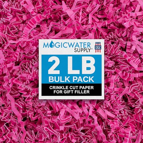 MagicWater Crinkle Cut Paper Gift Basket Filler - 2 LB - Pink - color: Pink