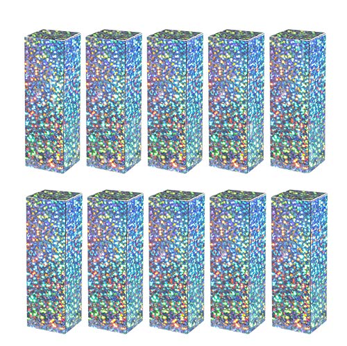 Healthcom 100 Packs Shiny Laser Silver Lipstick Tube Packaging Box Kraft Paper Lip Gloss Tube Wrapping Paper Gift Grocery Box Makeup Favor Packaging Cosmetics Containers Essential Oil Bottle Storage Boxes