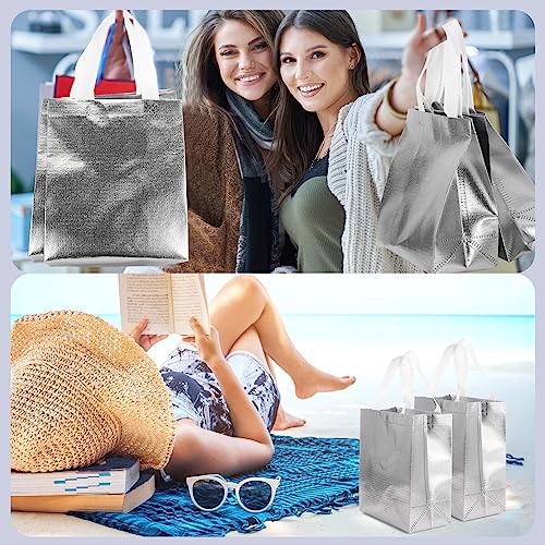 Eccliy 80 Pcs Reusable Gift Bags, Medium, Silver - color: Silver, size: Medium