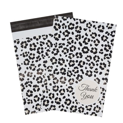 100x Poly Mailers 10x13 Inch Mailing Bags Colorful Thank You Designs with Self Seal Tear & Waterproof Shipping Envelopes for Packaging, Small Business & E-Commerce (Leopard Thank You) - color: Leopard Thank You
