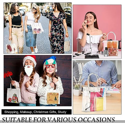 Abbylike 200 Pcs Clear PVC Tote Bags with Handle & Button, 5.9x6.3x2.8 Inch - size: 5.9 x 6.3 x 2.8 Inches (Pack of 200)