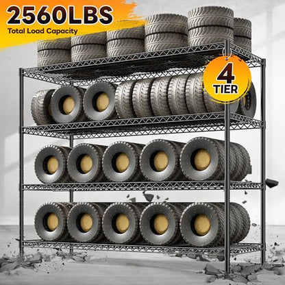 REIBII 4-Tier 2560LBS Heavy Duty Shelving,55.5"W Adjustable Storage Shelves - size: 55.5"H x 55.5"W x 18"D