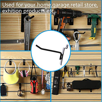 Dazzling Displays Slatwall Accessories: Box of 12 Black Metal Slatwall Hooks, Six 4 Inch and Six 6 Inch, Essential Slat Wall Accessory