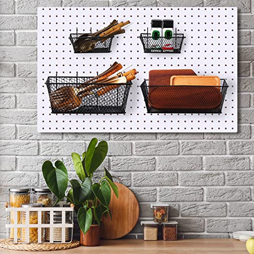 Sieral 4 Pcs Metal Pegboard Baskets Wire Organizer, Small, Large, Black - color: Black, size: Small, Large