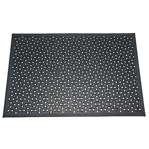 Rubber-Cal "Dura-Scraper Drainage Commercial Door Mat - 3/8 in x 3 ft x 5 ft - Black Rubber Doormats - size: 3' x 5' (Rectangular)