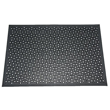 Rubber-Cal Dura-Scraper Drainage Commercial Door Mat - 3/8 in x 2 ft x 3 ft - Black Rubber Doormats - size: 2' x 3' (Rectangular)