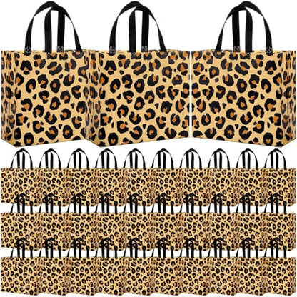 Abbylike 30 Pcs Brown Leopard Gift Bags, Animal Print Reusable Tote - style: Brown Leopard
