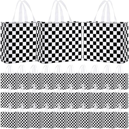 Abbylike 30 Pcs Checkered Racing Gift Bags Bulk, Large Reusable Tote Bags - style: Checkered Racing