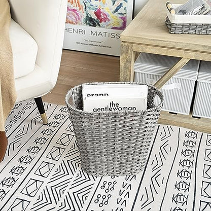 GRANNY SAYS Wicker Bathroom Trash Can, Wicker Waste Basket, Dark Gray - color: Dark Gray, size: Rectangular - 13"L x 7½"W x 12¼"H