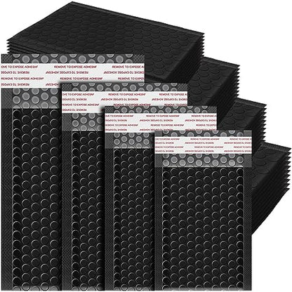 Henoyso 100 Pcs Black Bubble Mailer 4 Sizes Self Adhesive Padded Envelopes - color: black