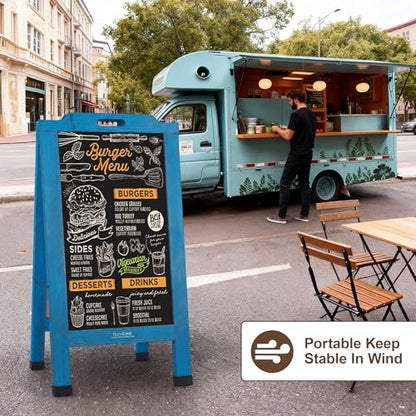 Magnetic Portable A-Frame Chalkboard Signs, 40" × 20", Blue - color: A-portable-blue