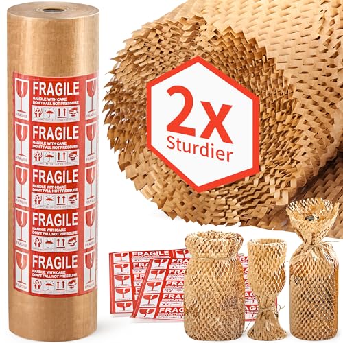 JARLINK Honeycomb Packing Paper, 15" x 213' Bubble Wrap Roll for Packing - size: 15"x 213'