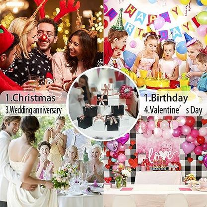 Gift Box with Lid for present,12pcs,Collapsible, 6"×6"×6" - color: White & Black, size: 6 x 6 x 6 Inch