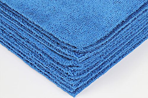 CleanAide Ultrasonic-Cut 300 GSM Microfiber Cleaning Towels, Lint-Free, Scratch-Free, Highly Absorbent, Durable & Reusable with Label-Free Edges for Auto, Home & Commercial Use, 14" x 14", 12-Pack, - color: Blue