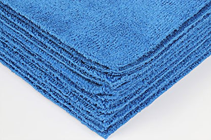 CleanAide Ultrasonic-Cut 300 GSM Microfiber Cleaning Towels, Lint-Free, Scratch-Free, Highly Absorbent, Durable & Reusable with Label-Free Edges for Auto, Home & Commercial Use, 14" x 14", 12-Pack, - color: Blue