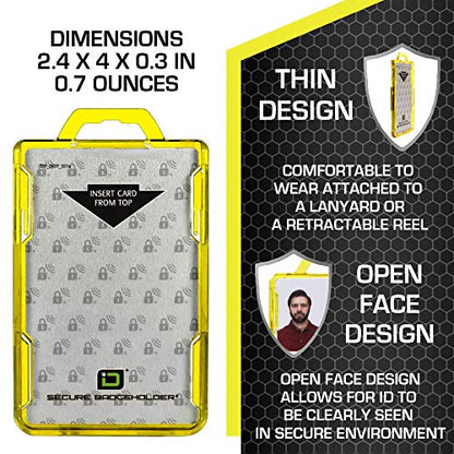ID Stronghold - Pack of 5 - RFID Blocking Secure Badge Holder - Duolite 2 Card ID Holder - Poly Carbonate - Heavy Duty Plastic ID Badge Holder - USA Molded and Assembled - FIPS 201 Approved - Yellow - color: Yellow, size: 5 - Pack