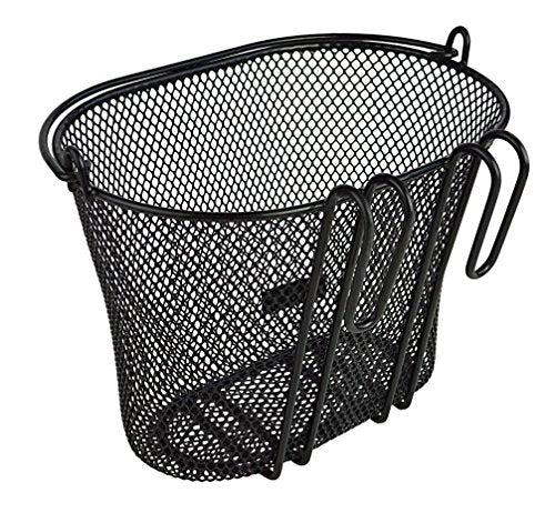 Basket with Hooks, Front, Removable, Wire mesh Small, Kids Bicycle Basket - color: Black