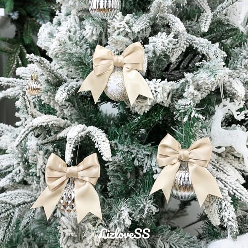 Pre-Tied Champagne Gold Bows with Twist Ties 3.5 Inch, 24 Pack - color: Champagne