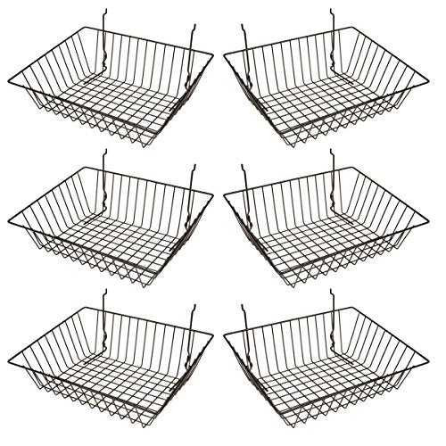 Econoco Multi-Fit Sloping Wire Baskets, Set of 6, Black - color: Black Finish