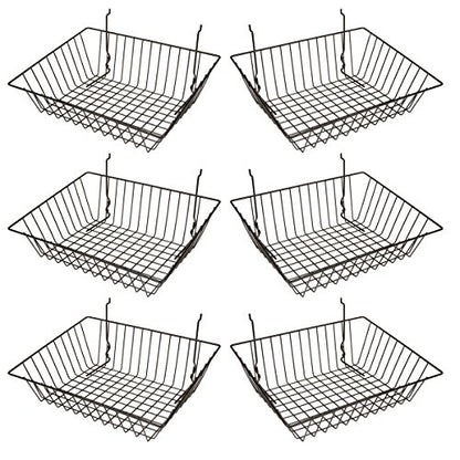 Econoco Multi-Fit Sloping Wire Baskets, Set of 6, Black - color: Black Finish
