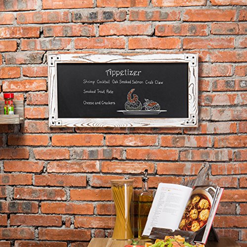 MyGift Wall Mounted Large Chalkboard Sign with Whitewashed Wood Frame - color: White Washed