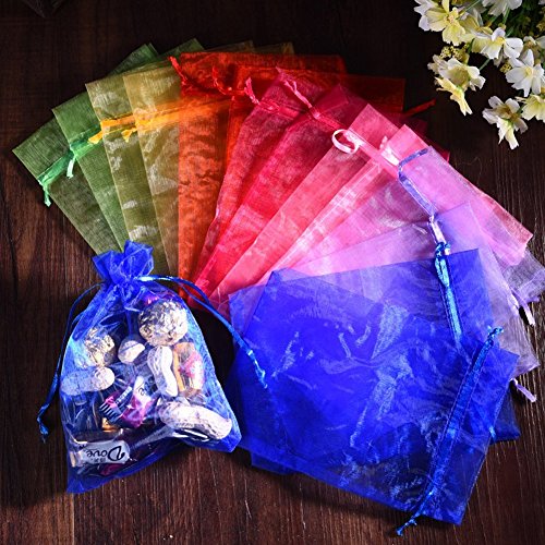 Wudygirl 100 PCS Organza Bags 3.9"x4.7" Gift Bags with Drawstring Mix - color: Mix, size: 3.9x4.7 IN