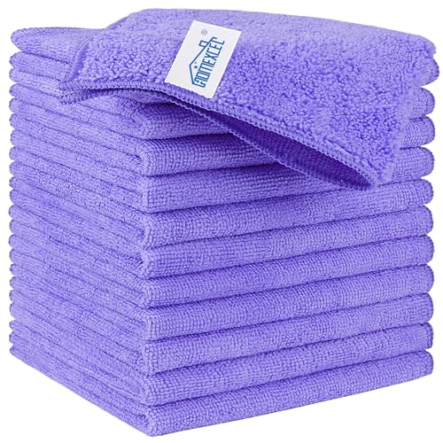HOMEXCEL Purple Microfiber Cleaning Cloth, Microfiber Towels for Car,12 PK - color: Purple