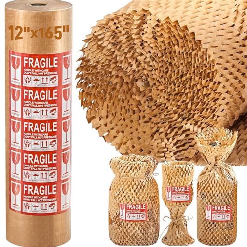 Honeycomb Packing Paper - 12"x165" Bubble Wrap Roll for Moving Shipping - size: 11.8"x165'