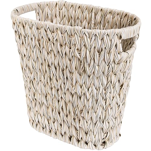 GRANNY SAYS Wicker Trash Can, Wicker Waste Basket for Bathroom, Butter Milk - color: Butter Milk, size: Rectangular - 13"L x 7½"W x 12¼"H
