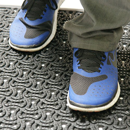 Rubber-Cal Dura-Scraper Drainage Commercial Door Mat - 3/8 in x 2 ft x 3 ft - Black Rubber Doormats - size: 2' x 3' (Rectangular)