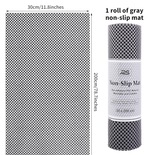 Ruisita Non-Slip Mat Area Rug Pad Anti Slip Gripper Roll Rubber Matting Waterproof Floor Mat PVC Shelf Drawer Liner for Home, Office, Cars, Caravans (Gray, 30 x 200 cm) - size: 12" x 6'7" (Rectangular)