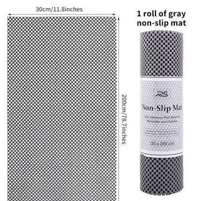 Ruisita Non-Slip Mat Area Rug Pad Anti Slip Gripper Roll Rubber Matting Waterproof Floor Mat PVC Shelf Drawer Liner for Home, Office, Cars, Caravans (Gray, 30 x 200 cm) - size: 12" x 6'7" (Rectangular)