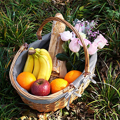 Good GAIN Picnic Basket with Folded Handles,Wicker Empty Basket.Grey - color: Gray