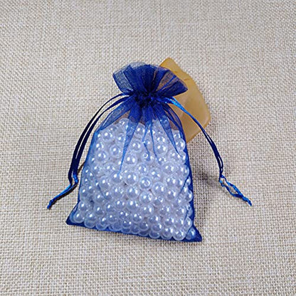 Set of 50 Organza Drawstring Gift Bags for Jewelry,Toiletry,Sheer Fabric - color: Navy Blue 4x6in 50pcs