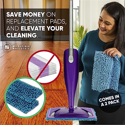 10" Dry & Wet Mucho Mop Pads - Compatible with Swiffer Wet Jet - Replacement Flat Mop Heads - Reusable & Washable Microfiber Pads, 2 Pack - size: 10" Pad