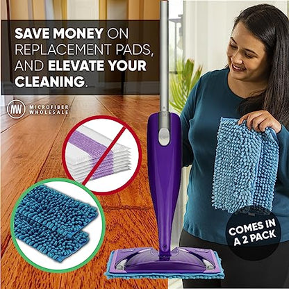 10" Dry & Wet Mucho Mop Pads - Compatible with Swiffer Wet Jet - Replacement Flat Mop Heads - Reusable & Washable Microfiber Pads, 2 Pack - size: 10" Pad