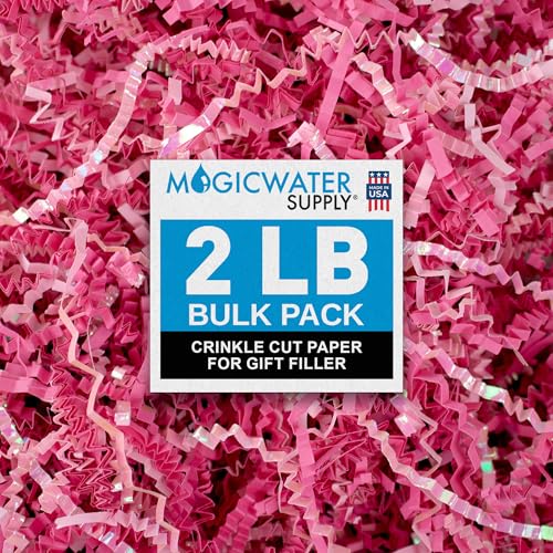 MagicWater Crinkle Cut Paper Gift Basket Filler - 2 LB - Diamond Strawberry - color: Diamond Strawberry Pink