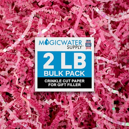 MagicWater Crinkle Cut Paper Gift Basket Filler - 2 LB - Diamond Strawberry - color: Diamond Strawberry Pink