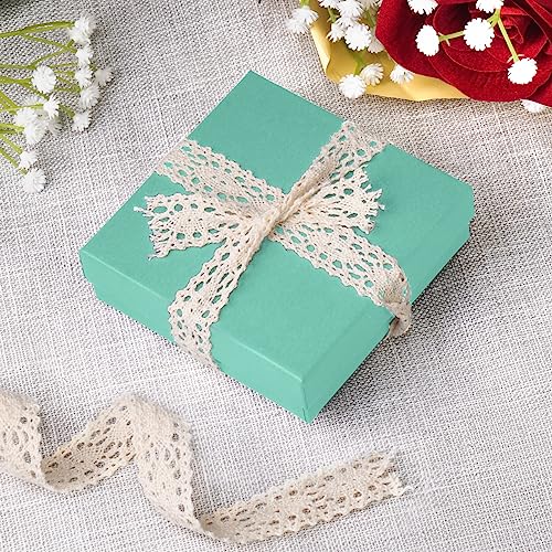 Cardboard Jewelry Boxes 10 Pack - 3.5"x3.5"x1" Bulk Cotton Filled Small Gift Boxes with Lids for Jewelry Packaging (Teal) - color: Teal