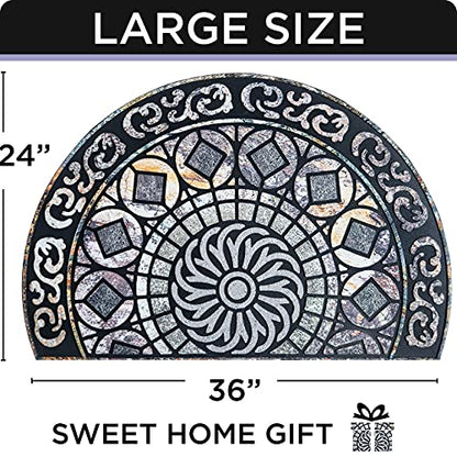 ubdyo Front Door Mat Outside Entrance - Grey, 23" x 36" - color: XL Gray Round