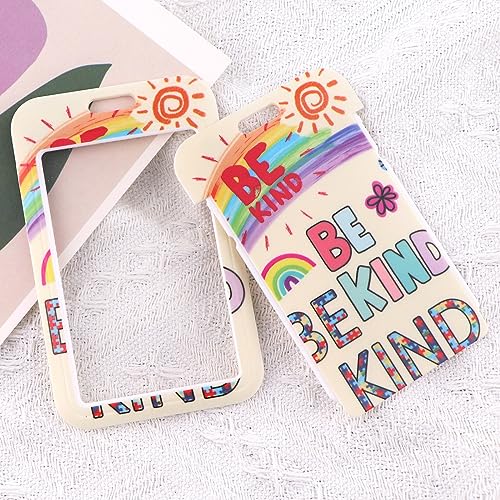 Cute Be Kind Lanyard with Badge Holder and Retractable Reel Clip Kids Autism Rainbow Lanyards ID Name Card Holder for Keys Girls Women Teacher Lanyard for Work School Office - color: Be Kind