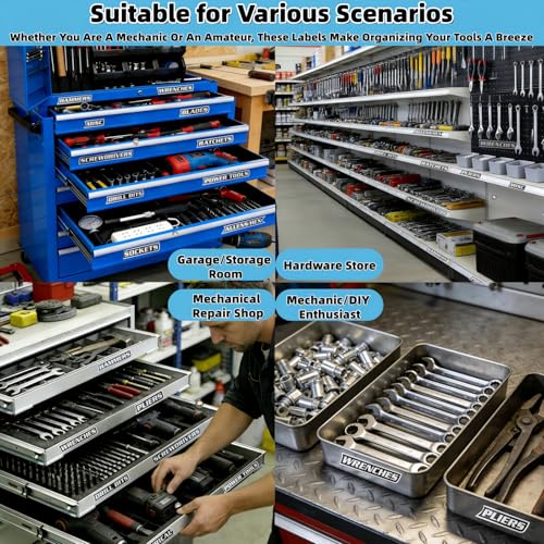 12Pcs 3D Printed Magnetic Toolbox Labels for Metal Drawers, Cabinets, Carts